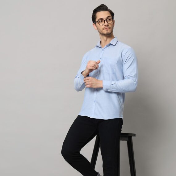 Men's Sky Blue Cotton Oxford Shirt