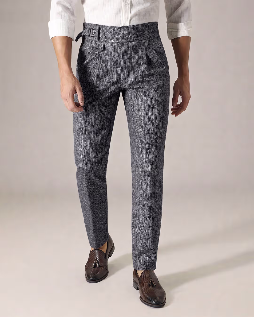 Men's Wool Herringbone Pants Customize Just for You