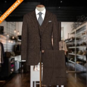 Customized Men's Wool Herringbone Suit Tailored Just for You