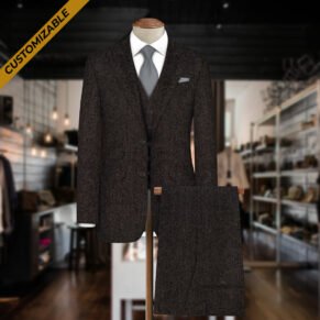 Customized Men's Wool Herringbone Suit Tailored Just for You