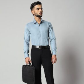 Light Blue Formal Long Sleeve Shirt For Men's