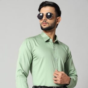 Bigreams Light Green Formal Shirt For Men's