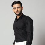 Black Formal Cotton Satin Shirt For Men's