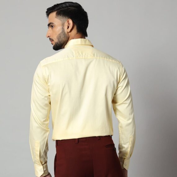 Yellow Color Plain Long Sleeve Shirt For Men's