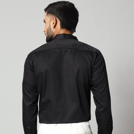 Black Formal Cotton Satin Shirt For Men's