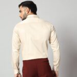 Men's Beige Office Wear Long Sleeve Shirt