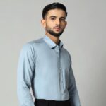 Light Blue Formal Long Sleeve Shirt For Men's