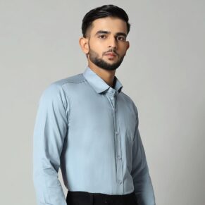 Light Blue Formal Long Sleeve Shirt For Men's