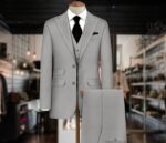 Light Grey Wrinkles Men's Suit Piece