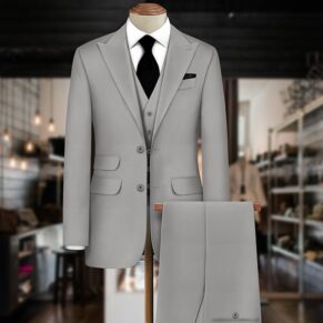 Light Grey Wrinkles Men's Suit Piece