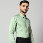 Bigreams Light Green Formal Shirt For Men's