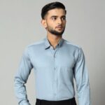 Light Blue Formal Long Sleeve Shirt For Men's