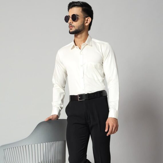 Men's Off White Office Wear Shirt