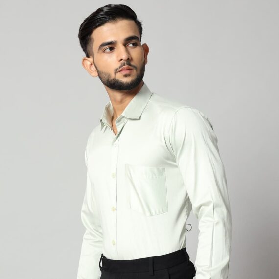 Pista Green Plain Long Sleeve Shirt