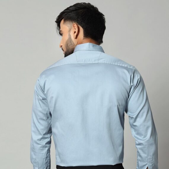 Light Blue Formal Long Sleeve Shirt For Men's