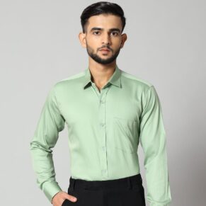 Bigreams Light Green Formal Shirt For Men's