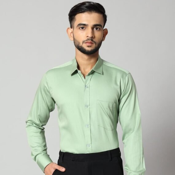 Bigreams Light Green Formal Shirt For Men's