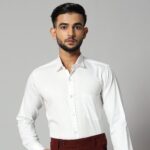 Men's White Office Wear Long Sleeve Shirt