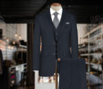 Dark Blue Herringbone Suit Piece