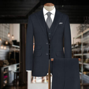 Dark Blue Herringbone Suit Piece