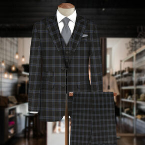 Olive Checkered Suit Piece For Men's