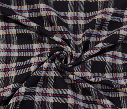 Black Wool Checkered Fabric