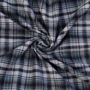 Blue Grey Checkered Flannel Fabric