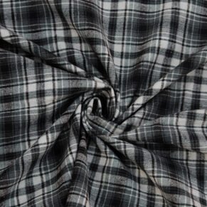 Unstitched Grey Checkered Flannel Fabric