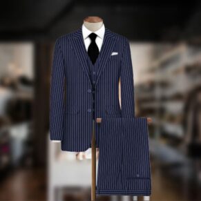 Navy Blue Pin Stripe Three Piece Suit Piece