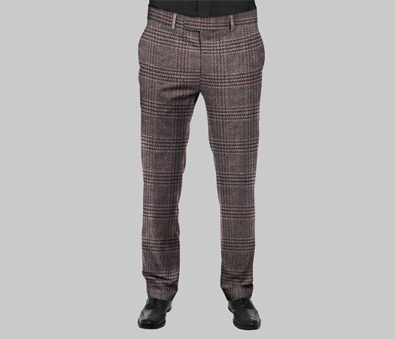 Dark Brown Wool Checkered Suit Piece