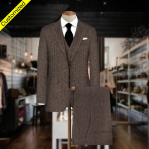 Customized Men's Wool Herringbone Suit Tailored Just for You