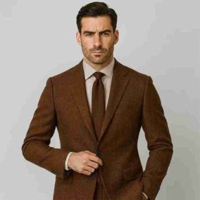 Brown Herringbone Suit