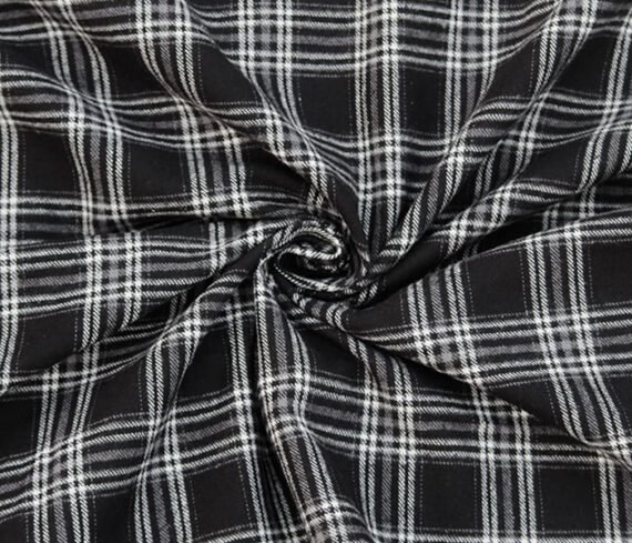 Black White Thick Flannel Fabric