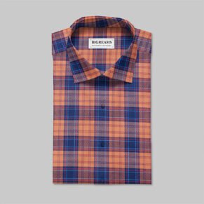 Unstitched Orange Twill Checkered Fabric