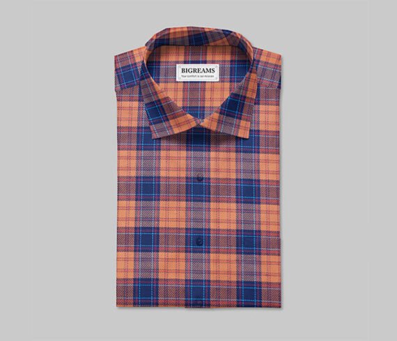 Unstitched Orange Twill Checkered Fabric