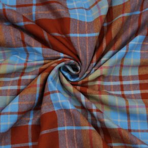 Checkered Orange Flannel Fabric