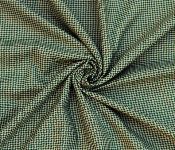 Green Houndstooth Tweed Fabric