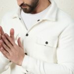 Men's White Shacket With Two Patch Pocket