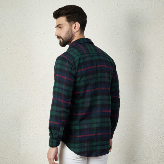 Green Tartan Flannel Long Sleeve Shirt