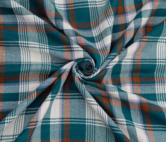 Green 100% Cotton Herringbone Clothing Material