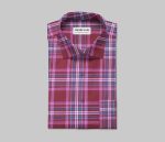 Dark Pink Checkered Shirt Fabric