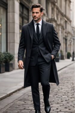 Suit with a length coat