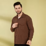 Brown Shacket For Men With Two Patch Pocket