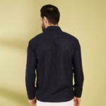 Buy V Pattern Black Shacket with two flap