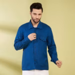 Deep Teal Blue Herringbone Shacket - Image 2