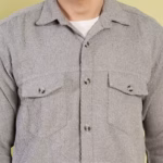 Men's Grey Shacket With Two Patch Pocket - Image 4