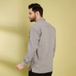 Men's Grey Shacket With Two Patch Pocket - Image 5
