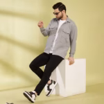 Buy Grey Shacket with twopocket