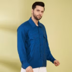 Deep Teal Blue Herringbone Shacket - Image 4