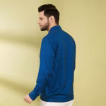Deep Teal Blue Herringbone Shacket - Image 5